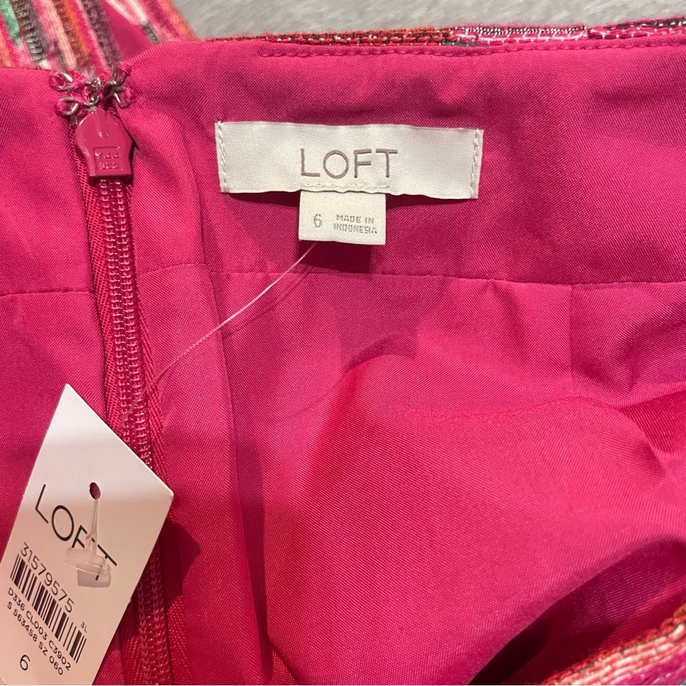 LOFT Ikat Jacquard Mini Skirt Peppermint Pink Womens Size 6 NWT Preppy Textured - Picture 8 of 11